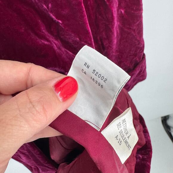 Vintage Liz Claiborne Studio Velvet Blazer Jacket Deep Burgundy Plum Size 12 - Picture 9 of 10